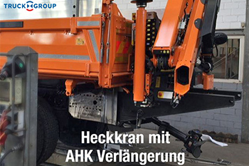Heckkranaufbau mit AHK Verlängerung am LKW